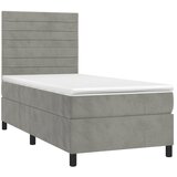  box spring s madracem LED svjetlosivi 80x200 cm baršun | shoptok.hr