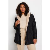 Trendyol Curve Black Hooded Coat with snap fasteners and pockets inside. | Shoptok.si