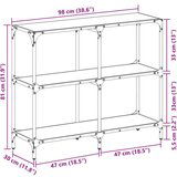  Konzolni stol s crnom staklenom površinom 98x30x81 cm čelični | shoptok.hr