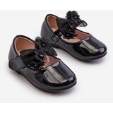 EVENTO PE1 Black Glossy Children's Ballerina Flats With Velcro Strap And Bow Olessa | Eponuda.ba