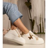 D/CEO marka niezdefiniowana White-beige sneakers decorated with glitter and a star Taleda | Shoptok.si