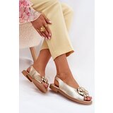 CheBello Leather Flat Sandals With Decoration 4642 Gold | shoptok.hr