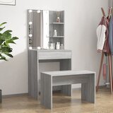 The Living Store Komplet toaletnih mizic z LED lučkami siva sonoma konstr. les - Komplet LED Toaletnih Mizic, (21671052) Cene