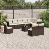Maison Chic Seti vrtnega pohištva - Vrtna garnitura - Vrtni pohištvo set 11-delna z blazinami rjava poli ratan, (21815913) | Shoptok.si
