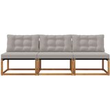 3 Komad Srednja sofa za van Čvrsto drvo akacije Prirodna - Prirodna i svijetlo siva 3x srednje | shoptok.hr
