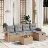  The Living Store Vrtna sedežna garnitura 6-delna z blazinami bež poli ratan - Vrtna Sedežna Garniture, (21452372) | Shoptok.si