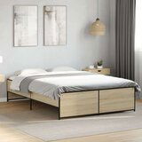 vidaXL Okvir za krevet boja hrasta 135x190cm konstruirano drvo i metal | shoptok.hr