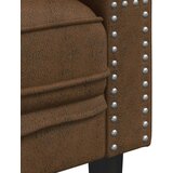 vidaXL Kavč chesterfield z vzglavniki dvosed rjav umetno semiš usnje | Shoptok.si