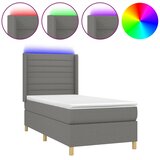  Box spring postelja z vzmetnico LED temno siva 90x190 cm blago | Shoptok.si