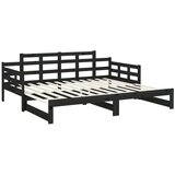  Izvlečna dnevna postelja črna trdna borovina 2x(90x200) cm, (20601221) | Shoptok.si