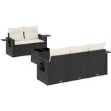  6-dijelni set vrtnih sofa s jastucima crni od poliratana | shoptok.hr