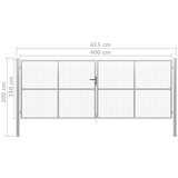 vidaXL vrtna vrata od pocinčanog čelika 415 x 200 cm srebrna | shoptok.hr