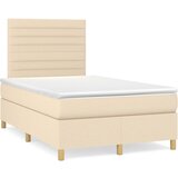 vidaXL Box spring postelja z vzmetnico LED krem 120x190 cm blago | Shoptok.si