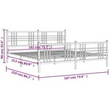 Metalni okvir kreveta uzglavlje i podnožje bijeli 183x213 cm | shoptok.hr