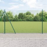 vidaXL varjena žičnata ograja s 13 flanširanimi stebri zelena 1.5x25 m jeklo | Shoptok.si