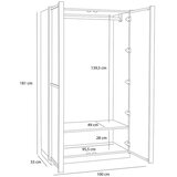 Hübsch Ormar u dekoru hrasta u prirodnoj boji 100x181x55 cm Kura – | shoptok.hr