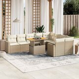  10-dijelni set vrtnih sofa s jastucima bež od poliratana | shoptok.hr