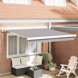 vidaXL Ročna retraktibilna tenda svetlo siva 350x250 cm, Nadomestna tkanina za 3.5x2.5 m okvir svetlo siva | Shoptok.si