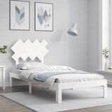 Maison Chic Posteljni okvir - Enojna postelja - Postelja za odrasle z vzglavjem bel trden les-J15724, (21770000) | Shoptok.si