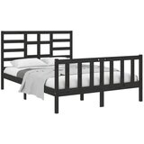  Posteljni okvir črn iz trdnega lesa 140x190 cm, (20643426) | Shoptok.si