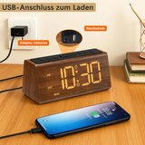 VORRINC digitalna lesena budilka z USB priključkom | Shoptok.si