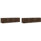 Furnova Stenska omarica 2 kosa rjavi hrast 75x18x16,5 cm inž. les, (21949805) | Shoptok.si