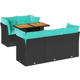 vidaXL Vrtna garnitura - 6-dijelni set vrtnih sofa s jastucima crni od poliratana - Crna 1 | shoptok.hr