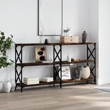 vidaXL Konzolna mizica dimljen hrast 156x28x80,5 cm inženirski les | Shoptok.si
