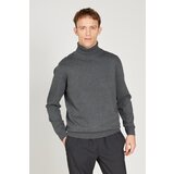 ALTINYILDIZ CLASSICS Men's Anthracite-Melange Regular Fit Full Turtleneck Sweater cene