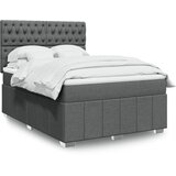 vidaXL Box spring postelja z vzmetnico temno siva 160x200 cm blago | Shoptok.si