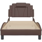  Posteljni okvir z vzglavjem rjav 90x200 cm umetno usnje | Shoptok.si