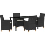 vidaXL 5-delni vrtni jedilni set s blazinami črno poli ratan, (22115808) | Shoptok.si