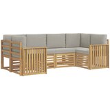  Set vanjskih sofa 6 kom. Bijela i svjetlosiva Poliester Smeđa 245 x 128,5 x 73 cm | shoptok.hr