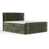 Temno zelena boxspring postelja s prostorom za shranjevanje 180x200 cm Bergamo –