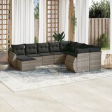  10-dijelni set vrtnih sofa od poliratana s jastucima sivi | shoptok.hr