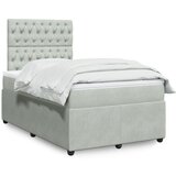 vidaXL Box spring postelja z vzmetnico svetlo siva 120x200 cm žamet | Shoptok.si