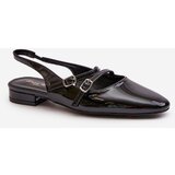 Boto Lacquered Ballet Flats With Straps On Low Heel Black Bialettia | Eponuda.ba