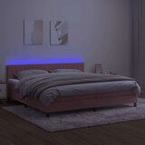  Box spring postelja z vzmetnico LED roza 200x200 cm žamet | Shoptok.si