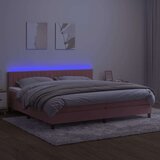  Box spring s madracem LED ružičasti 200x200cm baršunasti | shoptok.hr