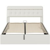 Lumor Postelja s predalom 160x200 cm - iz umetnega usnja - vzglavje z odlagalnim prostorom - bela, (22151000) | Shoptok.si
