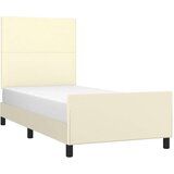  Posteljni okvir z vzglavjem krem 90x190 cm umetno usnje, (20904326) | Shoptok.si