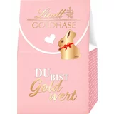 Lindt Zlati zajček "Du bist Gold wert", darilna vrečka - Rosa