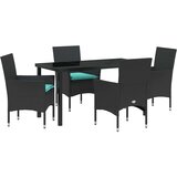 vidaXL Komplet za jedilnico v vrtu 5 pcs Črna in modra poli ratan, (5000045328) | Shoptok.si