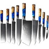 IZMAEL Set damaščnih kuhinjskih nožev - 9 kos / Modra | Shoptok.si