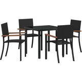  Set za obedovanje u vrtu od 5 komada crni poli rattan | shoptok.hr