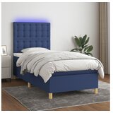  Box spring postelja z vzmetnico LED modra 80x200 cm blago | Shoptok.si