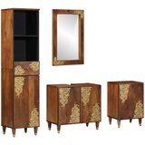  Set ormarića za kupaonicu 4 pcs Medeno smeđa Čvrsto drvo manga | Eponuda.com