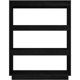 vidaXL knjižna omara za razdelitev prostora črna 80x35x103 cm borovina | Shoptok.si