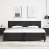 vidaXL Črna Postelja z vzmetnico, 200 x 200 cm, iz umetnega usnja | Shoptok.si