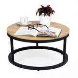 ModernHome PJJCFT0068 – Okrogla mizica za kavo 60 × 31,5 cm, kovinska konstrukcija, loft dizajn | Shoptok.si